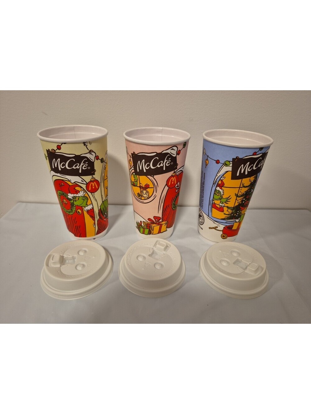 LOT (X3) 2025 The Grinch Christmas Mcdonald's McCafé L Large Cups Canada NEW